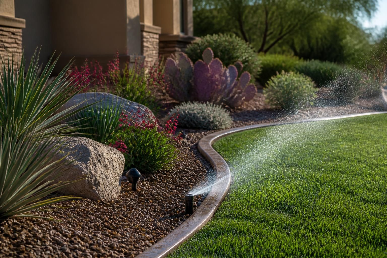 New irrigation system serving a finished desert landscape